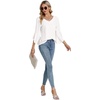 image:imageLYANER Womens Casual V Neck Ruffle Bell Half Sleeve Blouse Shirt Tunic TopWhite