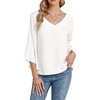image:imageLYANER Womens Casual V Neck Ruffle Bell Half Sleeve Blouse Shirt Tunic TopWhite