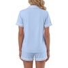 image:imageLYANER Womens Cotton Pajamas Set Button Short Sleeve Shirt with Shorts Set PJs LoungewearBlue