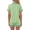 image:imageLYANER Womens Cotton Pajamas Set Button Short Sleeve Shirt with Shorts Set PJs LoungewearGreen