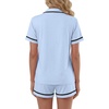 image:imageLYANER Womens Cotton Pajamas Set Button Short Sleeve Shirt with Shorts Set PJs LoungewearLight Blue
