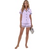 image:imageLYANER Womens Cotton Pajamas Set Button Short Sleeve Shirt with Shorts Set PJs LoungewearPurple