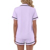 image:imageLYANER Womens Cotton Pajamas Set Button Short Sleeve Shirt with Shorts Set PJs LoungewearPurple