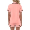 image:imageLYANER Womens Cotton Pajamas Set Button Short Sleeve Shirt with Shorts Set PJs LoungewearSolid Pink