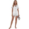 image:imageLYANER Womens Cotton Pajamas Set Button Short Sleeve Shirt with Shorts Set PJs LoungewearSolid White