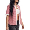 image:imageLYANER Womens Cotton Plaid Print Collared Button Down Short Sleeve Y2k Preppy Blouse TopsWine Red