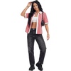 image:imageLYANER Womens Cotton Plaid Print Collared Button Down Short Sleeve Y2k Preppy Blouse TopsWine Red