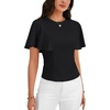 image:imageLYANER Womens Crewneck Ruffle Short Sleeve Summer Casual Slim Fit Dressy Blouses Tops for WorkBlack