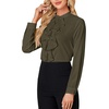 image:imageLYANER Womens Dressy Mock Neck Blouse Tops Ruffle Front Long Sleeve Button Down Work ShirtArmy Green
