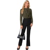 image:imageLYANER Womens Dressy Mock Neck Blouse Tops Ruffle Front Long Sleeve Button Down Work ShirtArmy Green