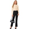 image:imageLYANER Womens Dressy Mock Neck Blouse Tops Ruffle Front Long Sleeve Button Down Work ShirtBeige