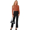 image:imageLYANER Womens Dressy Mock Neck Blouse Tops Ruffle Front Long Sleeve Button Down Work ShirtCaramel
