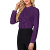 image:imageLYANER Womens Dressy Mock Neck Blouse Tops Ruffle Front Long Sleeve Button Down Work ShirtDark Purple