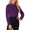 image:imageLYANER Womens Dressy Mock Neck Blouse Tops Ruffle Front Long Sleeve Button Down Work ShirtDark Purple