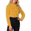 image:imageLYANER Womens Dressy Mock Neck Blouse Tops Ruffle Front Long Sleeve Button Down Work ShirtGinger