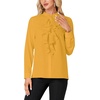 image:imageLYANER Womens Dressy Mock Neck Blouse Tops Ruffle Front Long Sleeve Button Down Work ShirtGinger