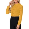 image:imageLYANER Womens Dressy Mock Neck Blouse Tops Ruffle Front Long Sleeve Button Down Work ShirtGinger