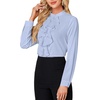 image:imageLYANER Womens Dressy Mock Neck Blouse Tops Ruffle Front Long Sleeve Button Down Work ShirtLight Blue
