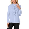 image:imageLYANER Womens Dressy Mock Neck Blouse Tops Ruffle Front Long Sleeve Button Down Work ShirtLight Blue