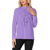 image:imageLYANER Womens Dressy Mock Neck Blouse Tops Ruffle Front Long Sleeve Button Down Work ShirtPurple