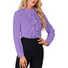 image:imageLYANER Womens Dressy Mock Neck Blouse Tops Ruffle Front Long Sleeve Button Down Work ShirtPurple