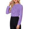 image:imageLYANER Womens Dressy Mock Neck Blouse Tops Ruffle Front Long Sleeve Button Down Work ShirtPurple