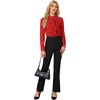 image:imageLYANER Womens Dressy Mock Neck Blouse Tops Ruffle Front Long Sleeve Button Down Work ShirtRed