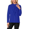 image:imageLYANER Womens Dressy Mock Neck Blouse Tops Ruffle Front Long Sleeve Button Down Work ShirtRoyal Blue