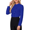 image:imageLYANER Womens Dressy Mock Neck Blouse Tops Ruffle Front Long Sleeve Button Down Work ShirtRoyal Blue