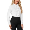 image:imageLYANER Womens Dressy Mock Neck Blouse Tops Ruffle Front Long Sleeve Button Down Work ShirtWhite