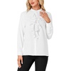 image:imageLYANER Womens Dressy Mock Neck Blouse Tops Ruffle Front Long Sleeve Button Down Work ShirtWhite