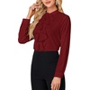image:imageLYANER Womens Dressy Mock Neck Blouse Tops Ruffle Front Long Sleeve Button Down Work ShirtWine Red