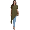 image:imageLYANER Womens Elegant Casual Mock Neck Short Sleeve Irregular Hem Loose Blouse Tops Dressy Work Shirt TopArmy Green