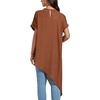 image:imageLYANER Womens Elegant Casual Mock Neck Short Sleeve Irregular Hem Loose Blouse Tops Dressy Work Shirt TopBrown