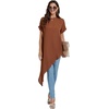 image:imageLYANER Womens Elegant Casual Mock Neck Short Sleeve Irregular Hem Loose Blouse Tops Dressy Work Shirt TopBrown
