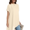 image:imageLYANER Womens Elegant Casual Mock Neck Short Sleeve Irregular Hem Loose Blouse Tops Dressy Work Shirt TopLight Apricot