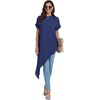 image:imageLYANER Womens Elegant Casual Mock Neck Short Sleeve Irregular Hem Loose Blouse Tops Dressy Work Shirt TopMidnight Blue