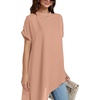 image:imageLYANER Womens Elegant Casual Mock Neck Short Sleeve Irregular Hem Loose Blouse Tops Dressy Work Shirt TopPale Pink