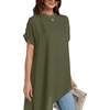 image:imageLYANER Womens Elegant Casual Mock Neck Short Sleeve Irregular Hem Loose Blouse Tops Dressy Work Shirt TopPure Army Green