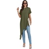 image:imageLYANER Womens Elegant Casual Mock Neck Short Sleeve Irregular Hem Loose Blouse Tops Dressy Work Shirt TopPure Army Green