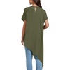 image:imageLYANER Womens Elegant Casual Mock Neck Short Sleeve Irregular Hem Loose Blouse Tops Dressy Work Shirt TopPure Army Green