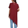 image:imageLYANER Womens Elegant Casual Mock Neck Short Sleeve Irregular Hem Loose Blouse Tops Dressy Work Shirt TopPure Burgundy