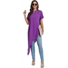 image:imageLYANER Womens Elegant Casual Mock Neck Short Sleeve Irregular Hem Loose Blouse Tops Dressy Work Shirt TopPure Dark Purple