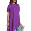 image:imageLYANER Womens Elegant Casual Mock Neck Short Sleeve Irregular Hem Loose Blouse Tops Dressy Work Shirt TopPure Dark Purple