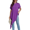 image:imageLYANER Womens Elegant Casual Mock Neck Short Sleeve Irregular Hem Loose Blouse Tops Dressy Work Shirt TopPure Dark Purple