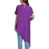 image:imageLYANER Womens Elegant Casual Mock Neck Short Sleeve Irregular Hem Loose Blouse Tops Dressy Work Shirt TopPure Dark Purple
