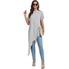 image:imageLYANER Womens Elegant Casual Mock Neck Short Sleeve Irregular Hem Loose Blouse Tops Dressy Work Shirt TopPure Grey