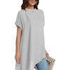 image:imageLYANER Womens Elegant Casual Mock Neck Short Sleeve Irregular Hem Loose Blouse Tops Dressy Work Shirt TopPure Grey