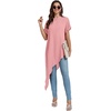 image:imageLYANER Womens Elegant Casual Mock Neck Short Sleeve Irregular Hem Loose Blouse Tops Dressy Work Shirt TopPure Pink