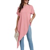 image:imageLYANER Womens Elegant Casual Mock Neck Short Sleeve Irregular Hem Loose Blouse Tops Dressy Work Shirt TopPure Pink
